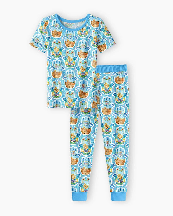 Hamsa Hand Bamboo Two Piece Short Sleeve Pajama Set