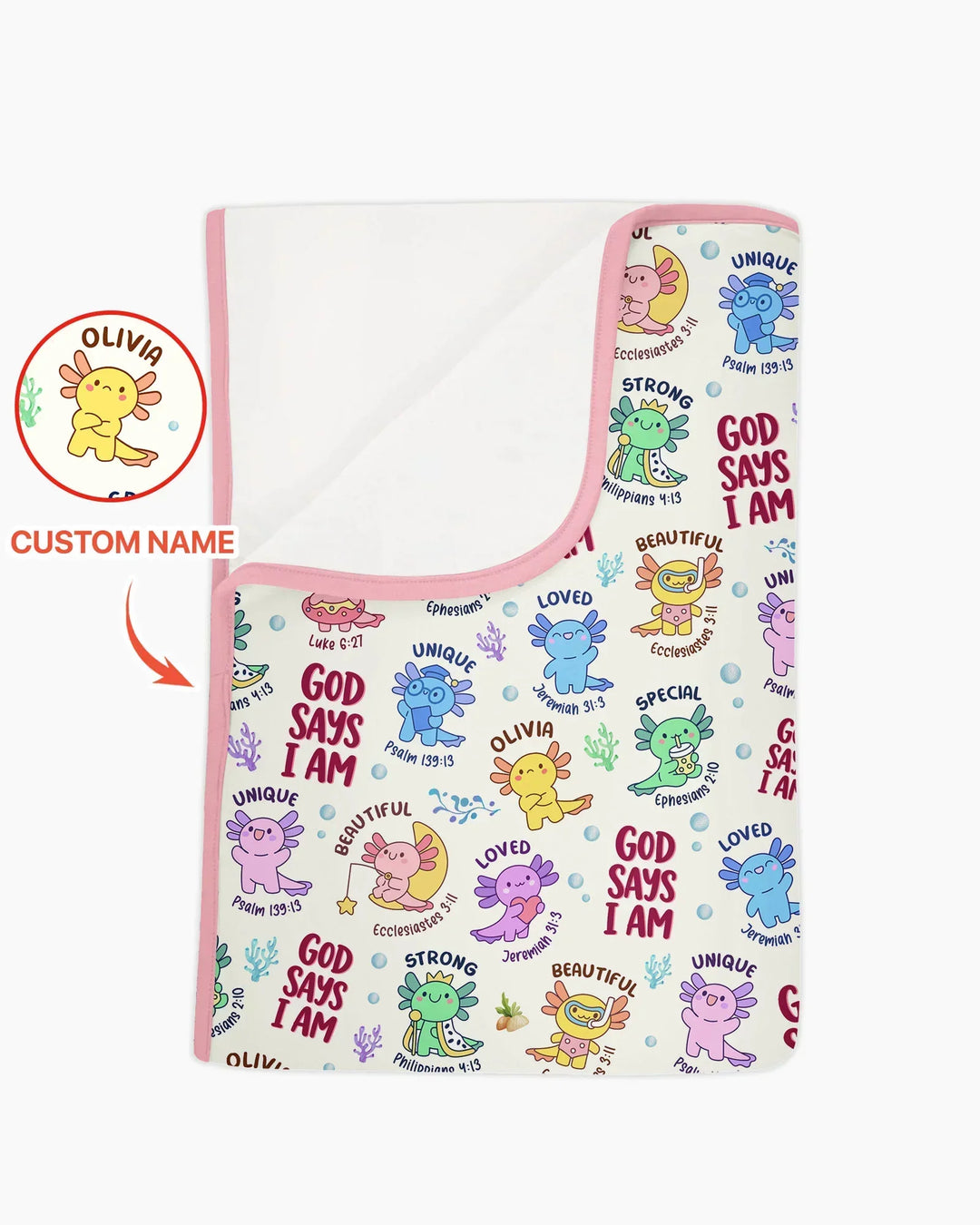 Axolotl God Says I Am Custom Name Bamboo Blanket