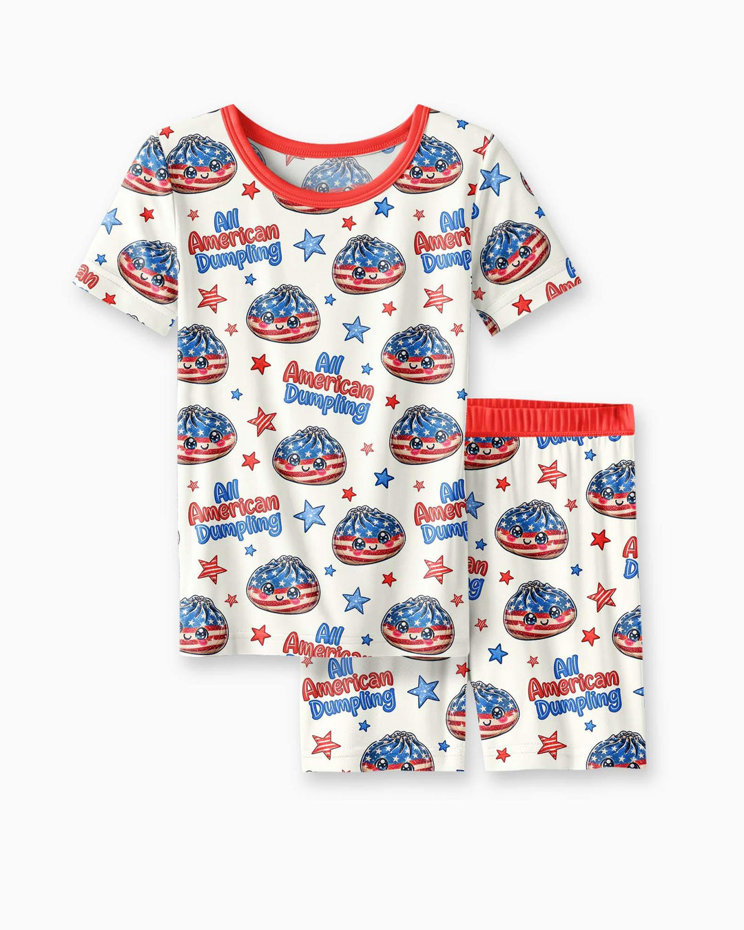 All American Dumpling Bamboo Two Piece Short Sleeve Shorts Pajama Set