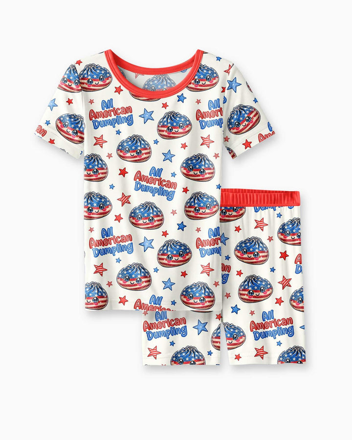 All American Dumpling Bamboo Two Piece Short Sleeve Shorts Pajama Set
