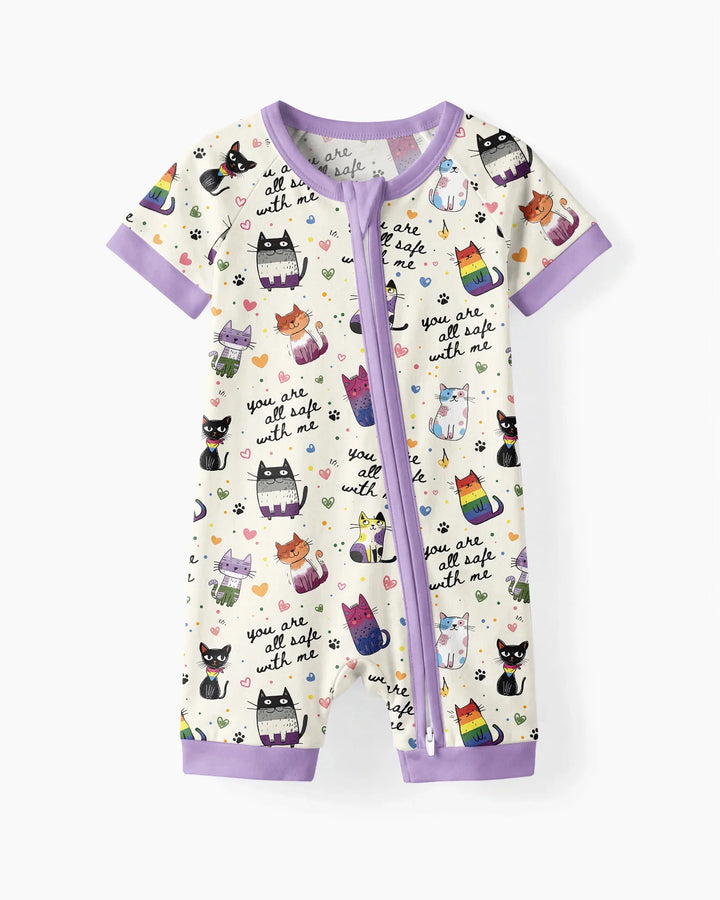 Loved & Safe Kitties Family Matching Bamboo Shorty Zippy