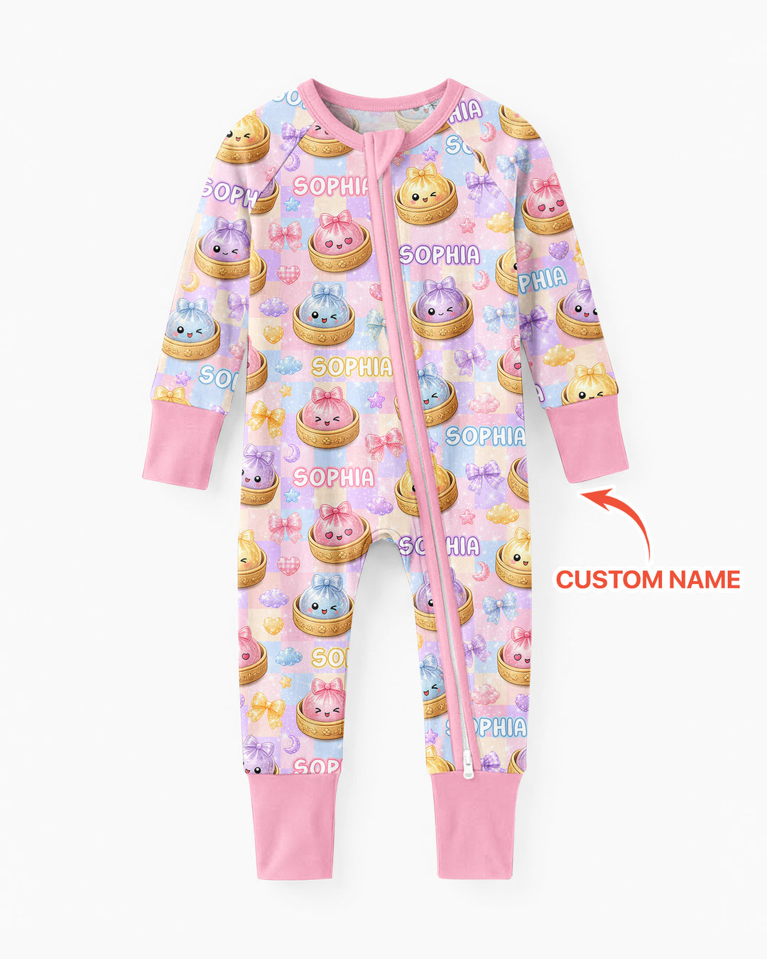 Custom Name Coquette Glitter Dumpling Bamboo Convertible Zippy