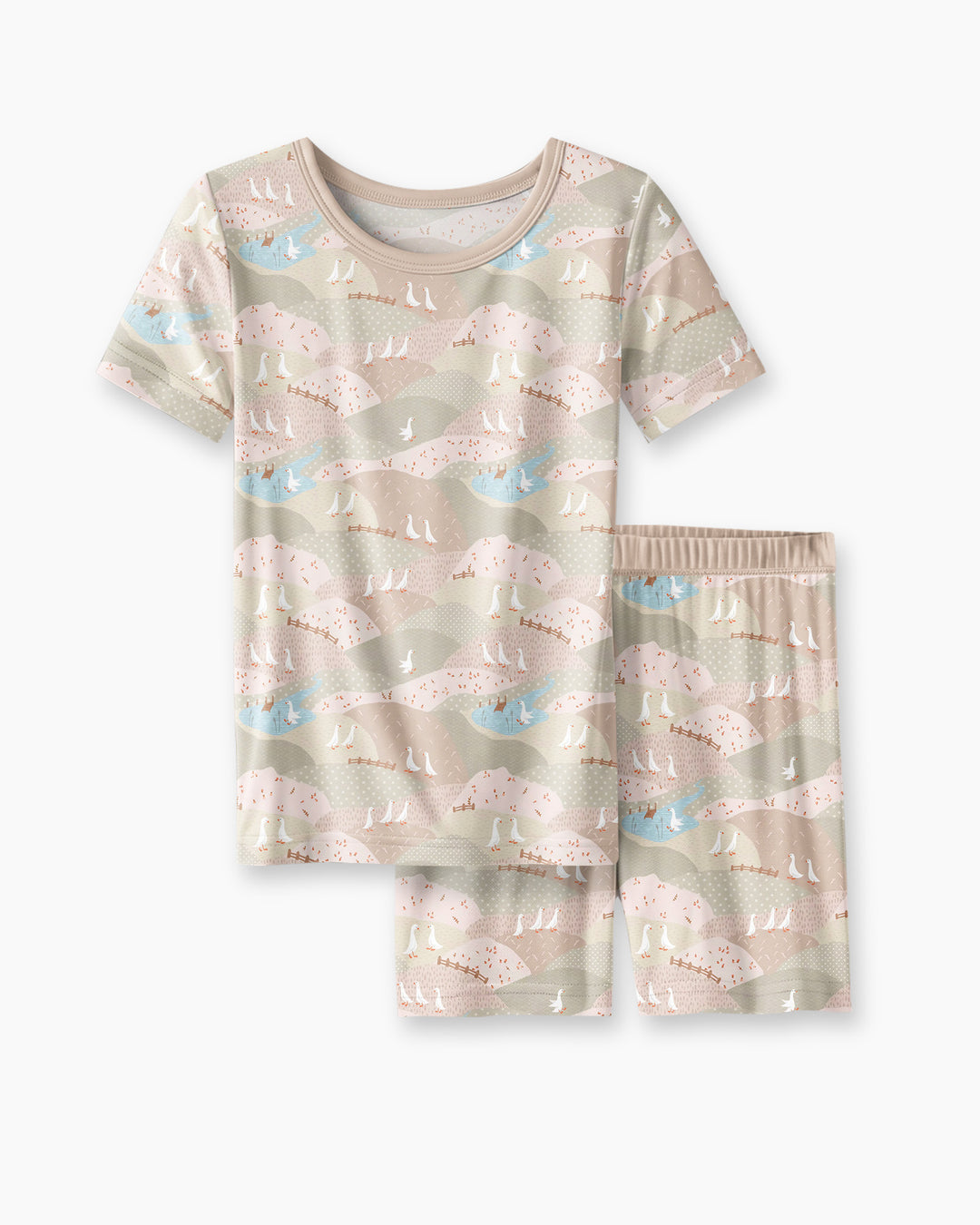 Wandering Geese Family Matching Bamboo Two Piece Short Sleeve Shorts Pajama Set