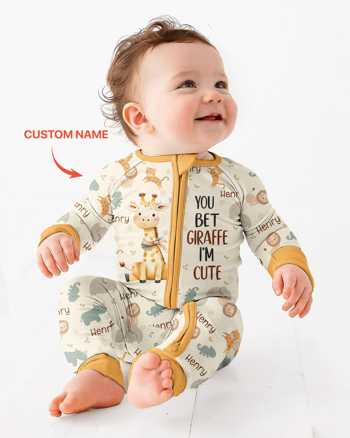 You Bet Giraffe I'm Cute Custom Name Bamboo Convertible Zippy