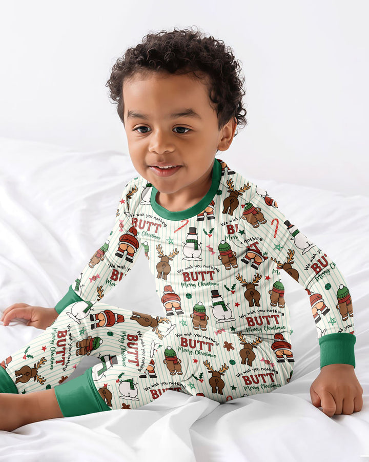 We Wish You Nothing Butt Merry Bamboo Two Piece Long Sleeve Pajama Set