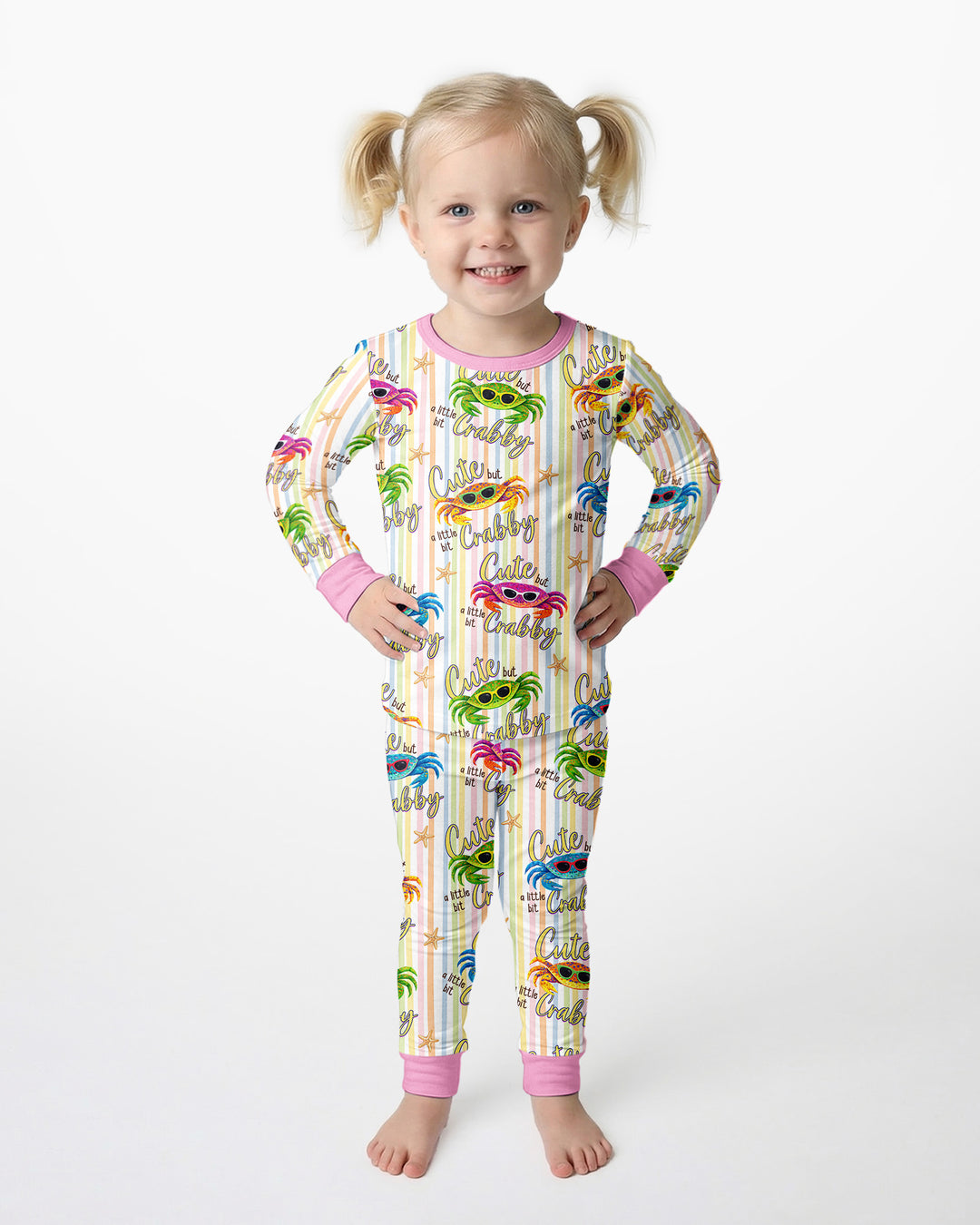 Cute But A Little Bit Crabby Bamboo Two Piece Long Sleeve Pajama Set