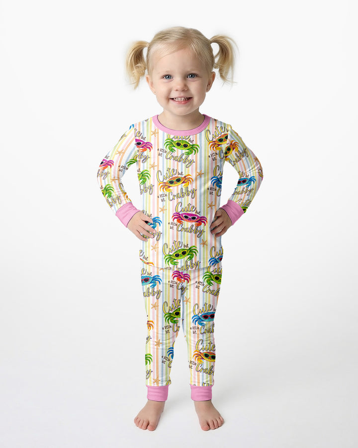 Cute But A Little Bit Crabby Bamboo Two Piece Long Sleeve Pajama Set