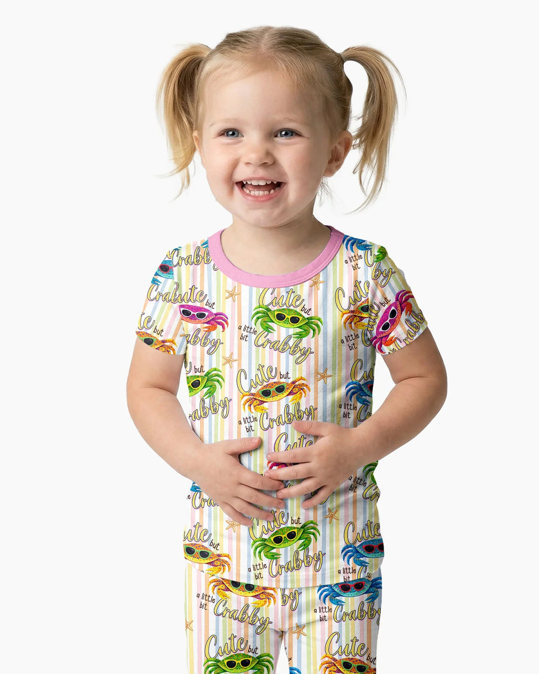 Cute But A Little Bit Crabby Bamboo Two Piece Short Sleeve Pajama Set