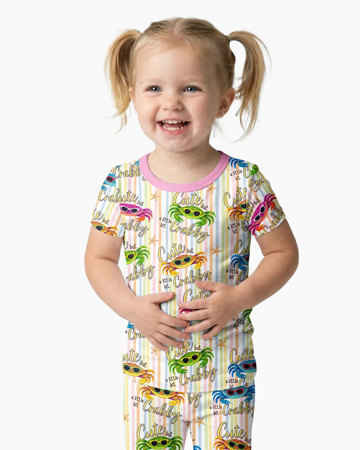 Cute But A Little Bit Crabby Bamboo Two Piece Short Sleeve Pajama Set