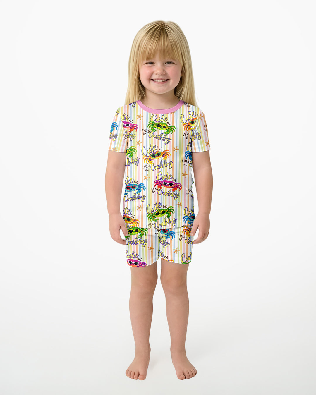 Cute But A Little Bit Crabby Bamboo Two Piece Short Sleeve Shorts Pajama Set