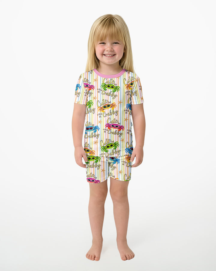 Cute But A Little Bit Crabby Bamboo Two Piece Short Sleeve Shorts Pajama Set