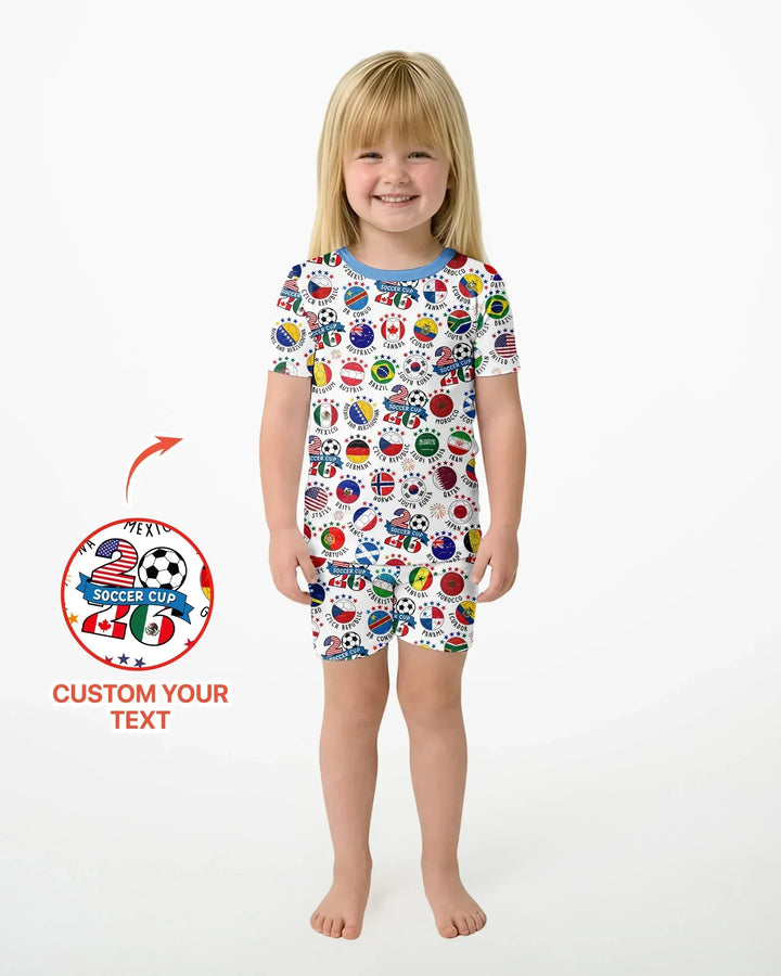 The World Plays Here 2026 Soccer Tour Bamboo Two Piece Short Sleeve Shorts Pajama Set