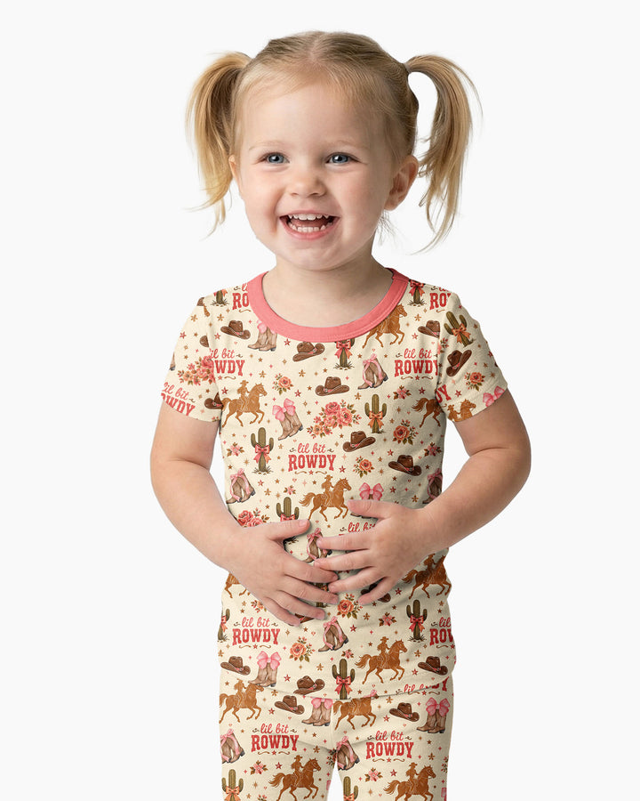 Coquette Cowgirl Lil Bit Rowdy Two Piece Short Sleeve Pajama Set