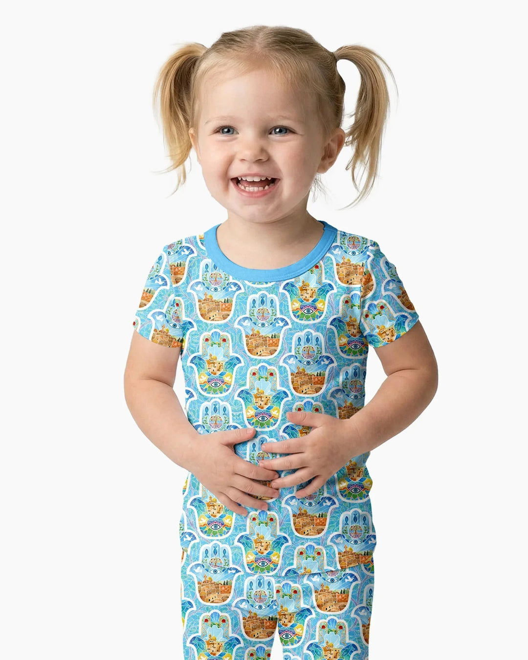 Hamsa Hand Bamboo Two Piece Short Sleeve Pajama Set