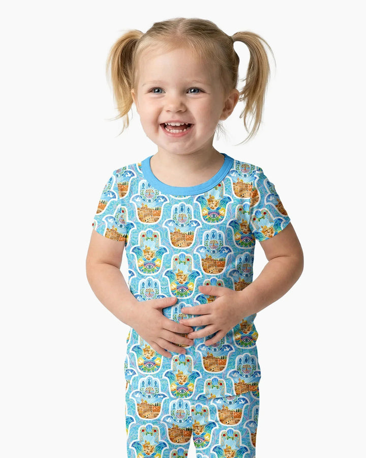 Hamsa Hand Bamboo Two Piece Short Sleeve Pajama Set