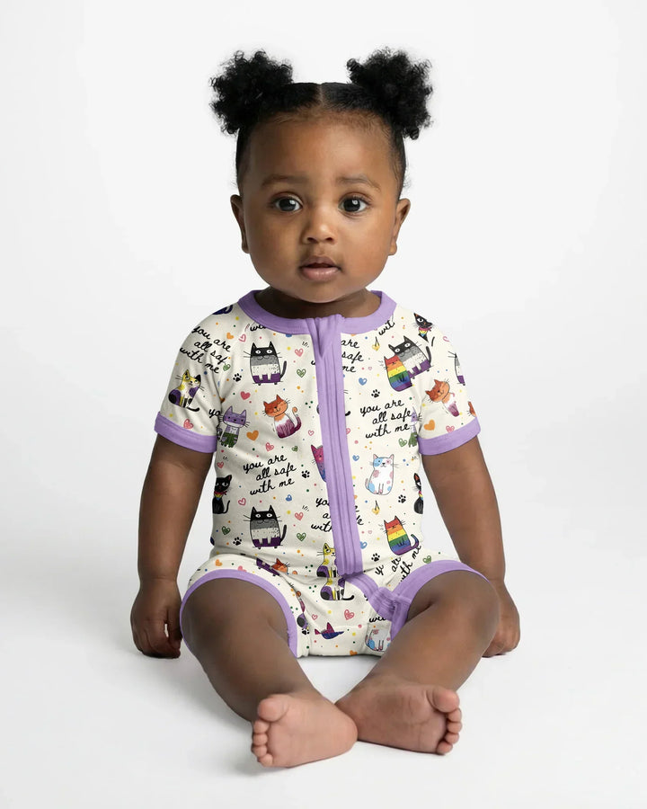 Loved & Safe Kitties Family Matching Bamboo Shorty Zippy