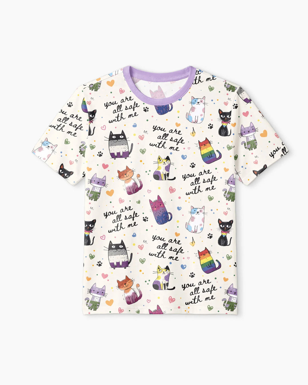 Loved & Safe Kitties Family Matching Bamboo Men Short Sleeve Short Pajama Set