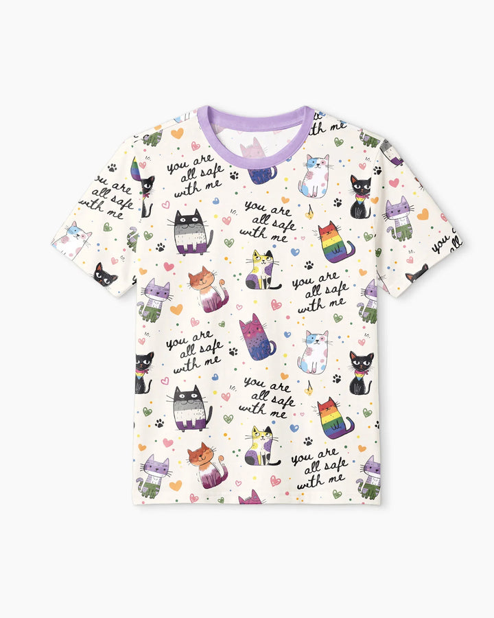 Loved & Safe Kitties Family Matching Bamboo Men Short Sleeve Short Pajama Set