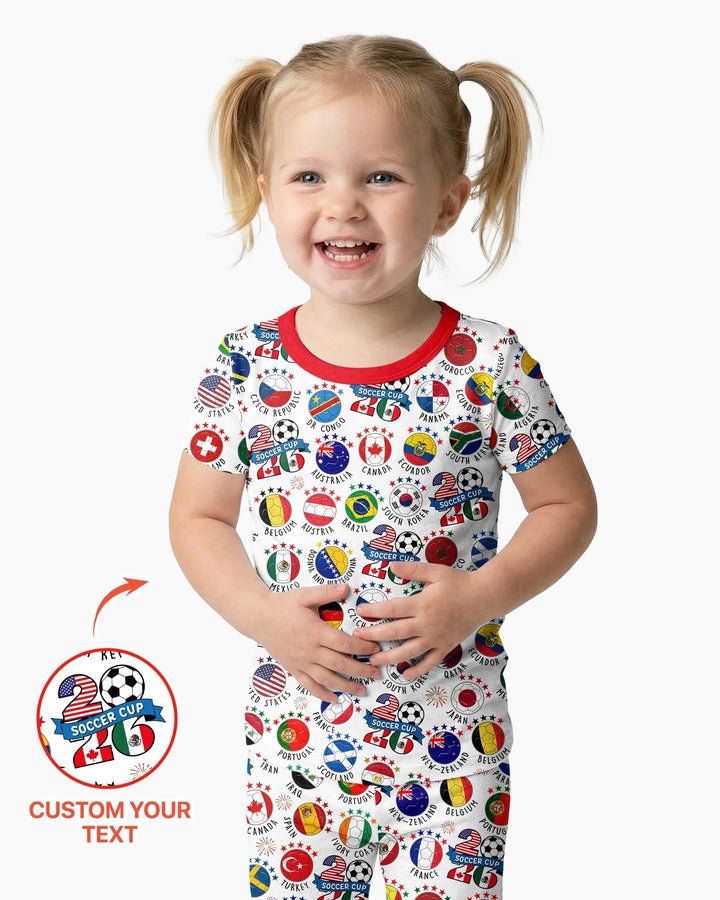 The World Plays Here 2026 Soccer Tour Bamboo Two Piece Short Sleeve Pajama Set