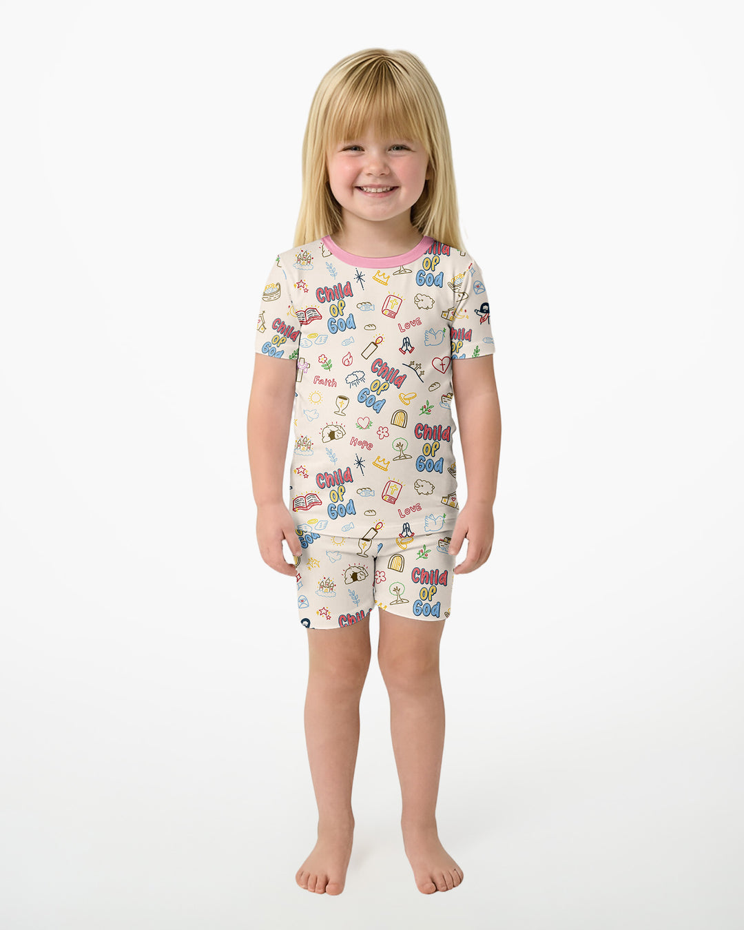 A Child Of God Family Matching Bamboo Two Piece Short Sleeve Shorts Pajama Set