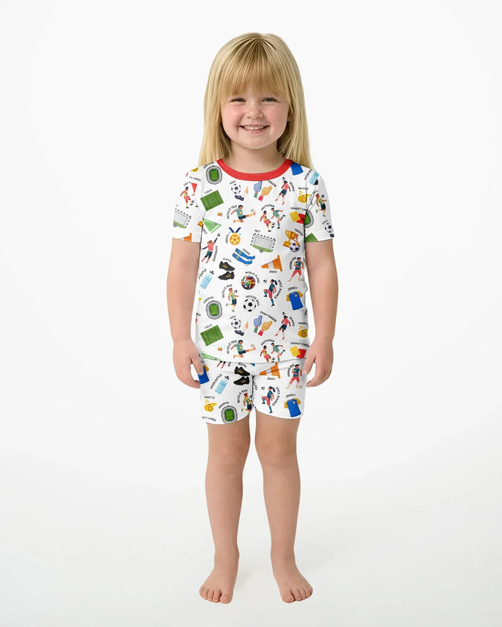 Soccer Fever All About The Game Two Piece Short Sleeve Shorts Pajama Set