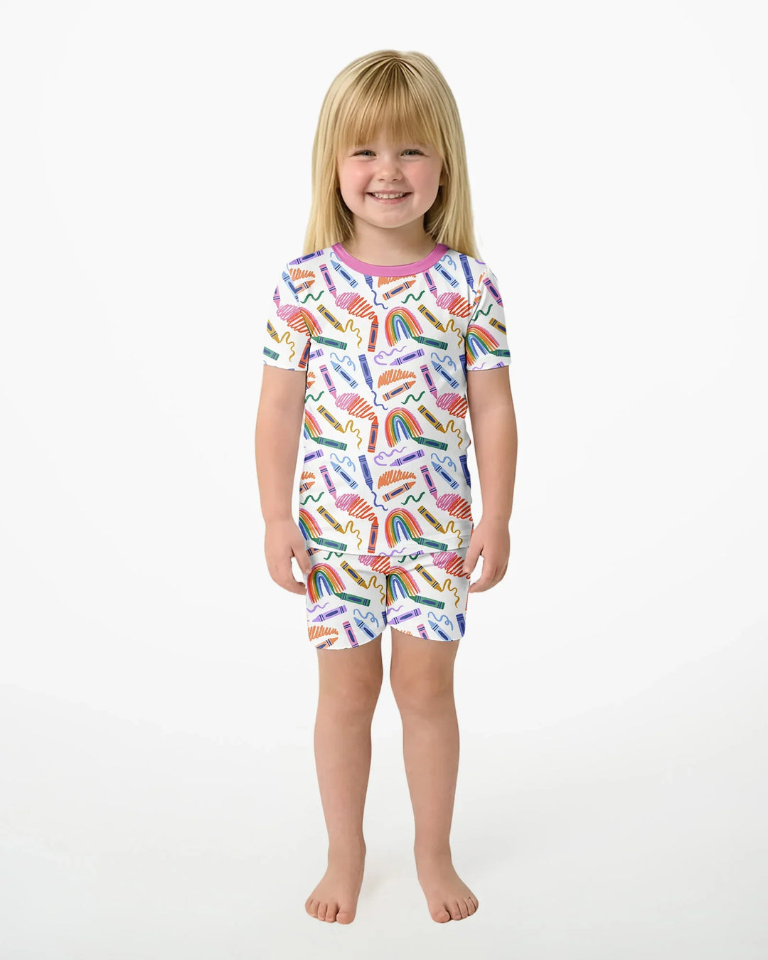Crayon Chaos Bamboo Two Piece Short Sleeve Shorts Pajama Set