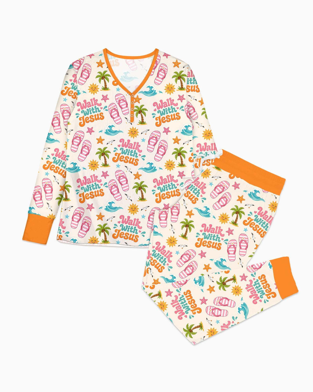 Groovy Summer Walk With Jesus Bamboo Women Pajama Set