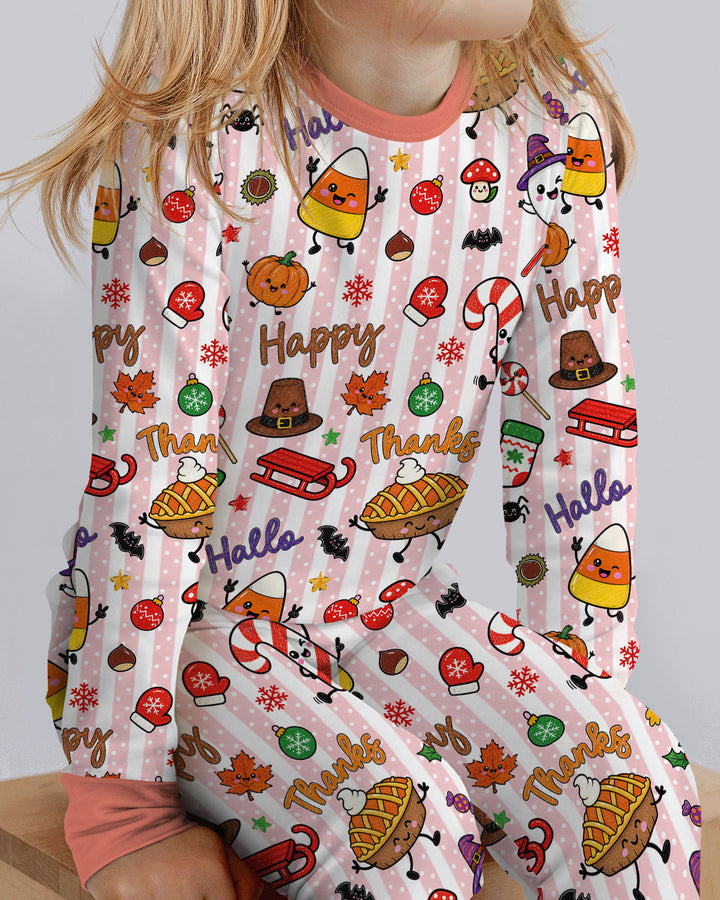 Happy Hallothanksmas Bamboo Two Piece Long Sleeve Pajama Set