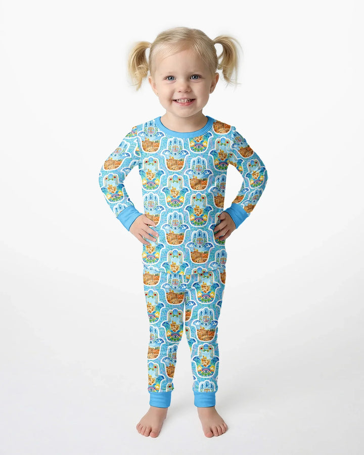 Hamsa Hand Bamboo Two Piece Long Sleeve Pajama Set