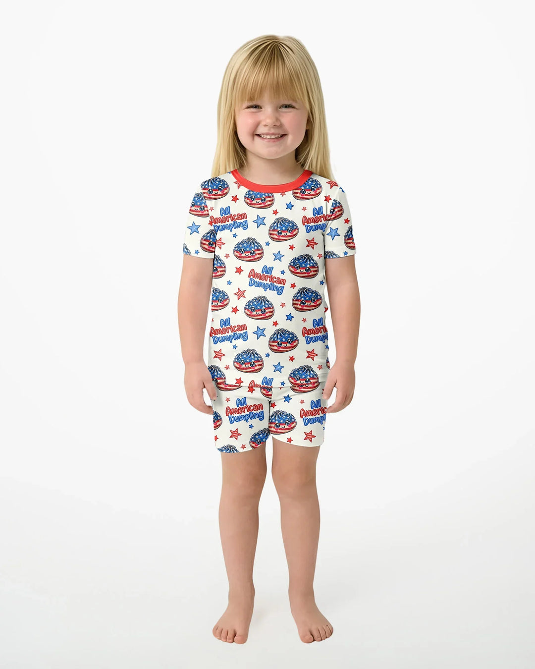 All American Dumpling Bamboo Two Piece Short Sleeve Shorts Pajama Set