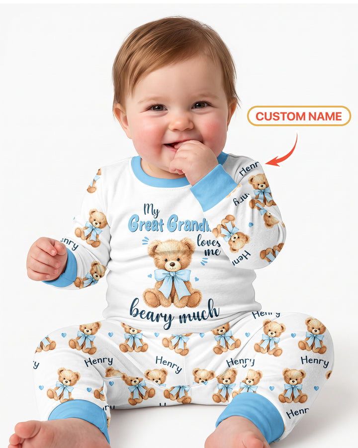 Grandma/... Loves Me Beary Much Personalized Bamboo Two Piece Long Sleeve Pajama Set
