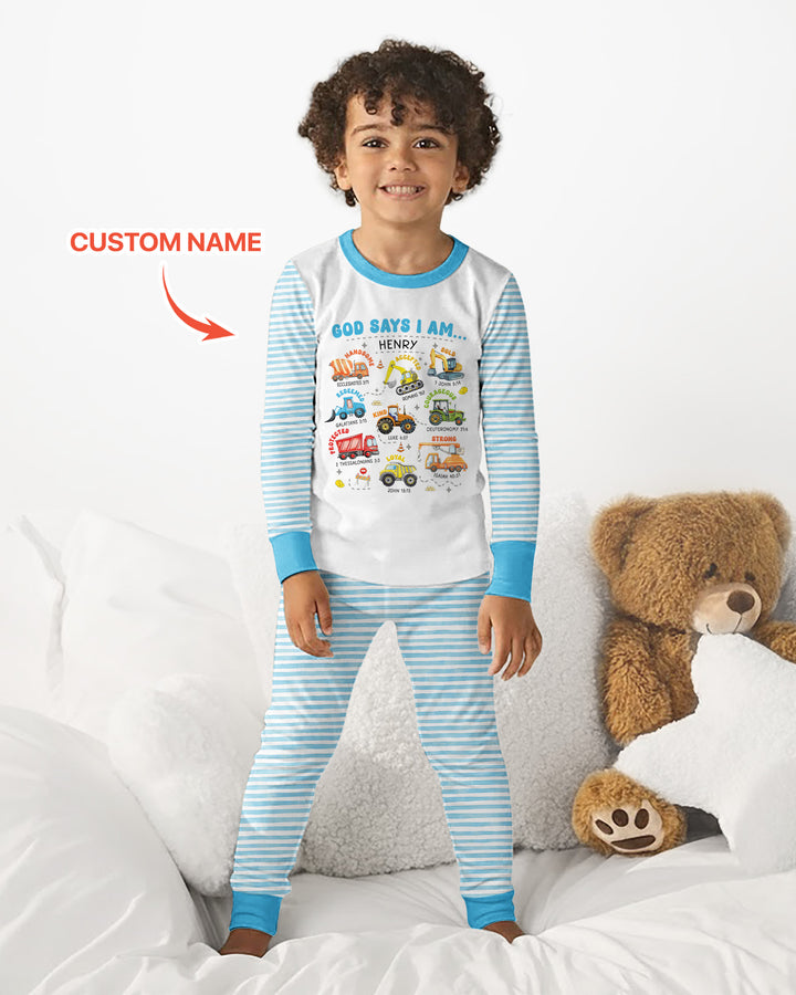 Personalized God Says I Am Bamboo Two Piece Long Sleeve Pajama Set