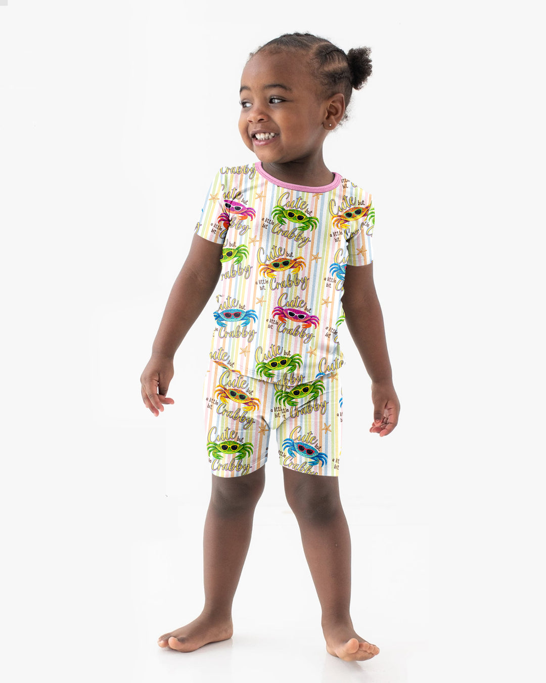 Cute But A Little Bit Crabby Bamboo Two Piece Short Sleeve Shorts Pajama Set