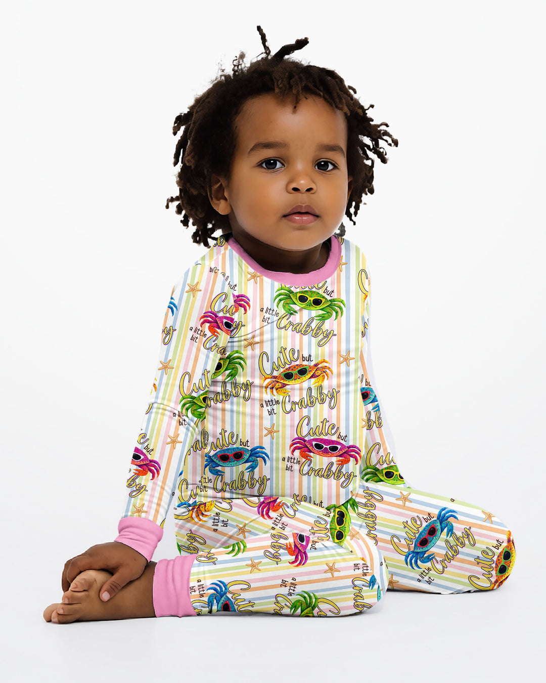 Cute But A Little Bit Crabby Bamboo Two Piece Long Sleeve Pajama Set