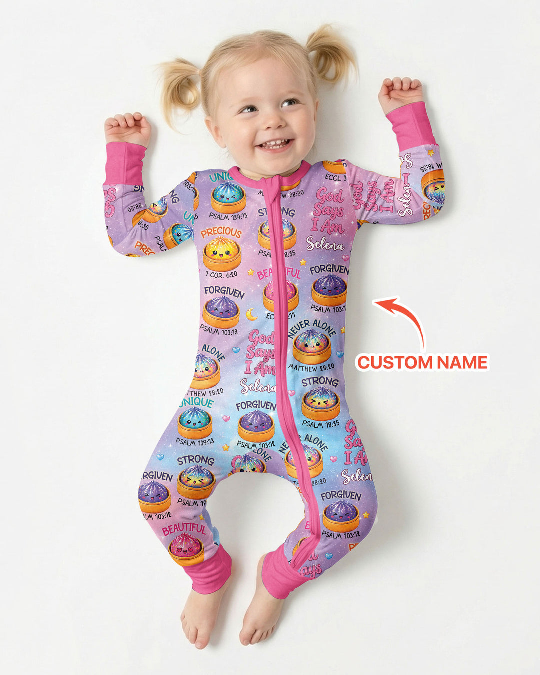 God Says I Am Glitter Dumpling Custom Name Bamboo Convertible Zippy
