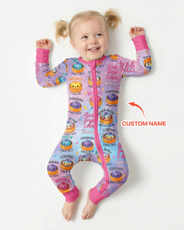 God Says I Am Glitter Dumpling Custom Name Bamboo Convertible Zippy