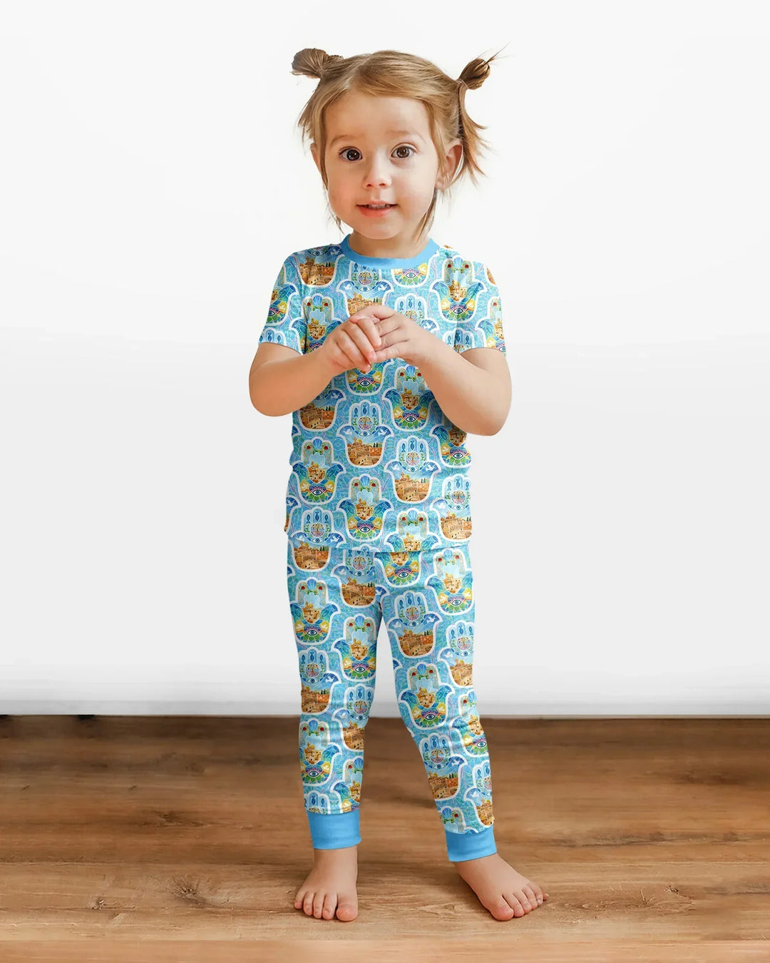 Hamsa Hand Bamboo Two Piece Short Sleeve Pajama Set