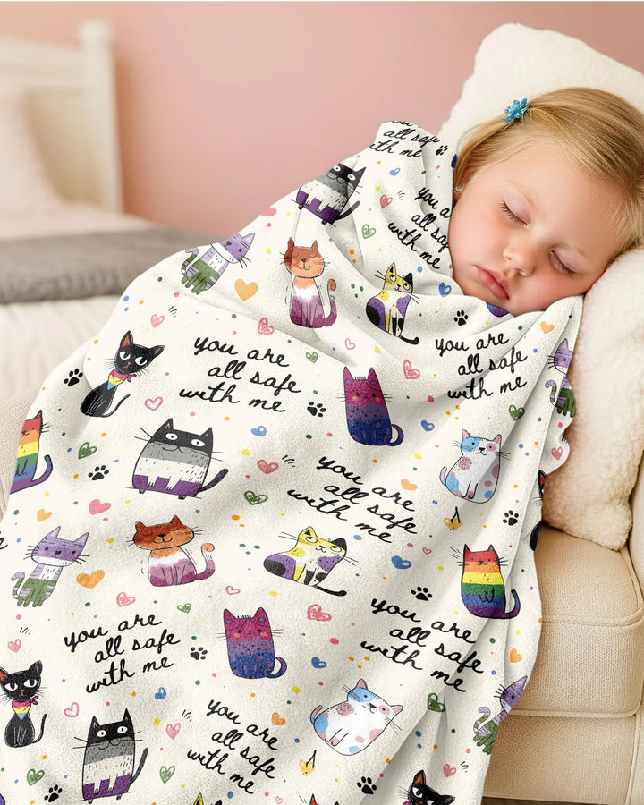 Loved & Safe Kitties Family Matching Bamboo Blanket