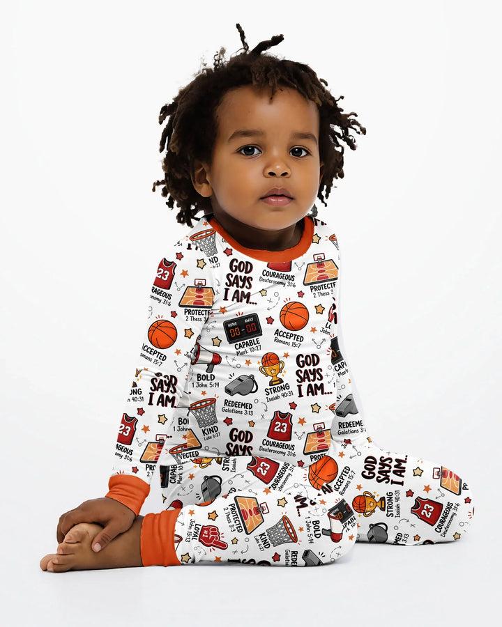 Basketball God Says I Am Bamboo Two Piece Long Sleeve Pajama Set