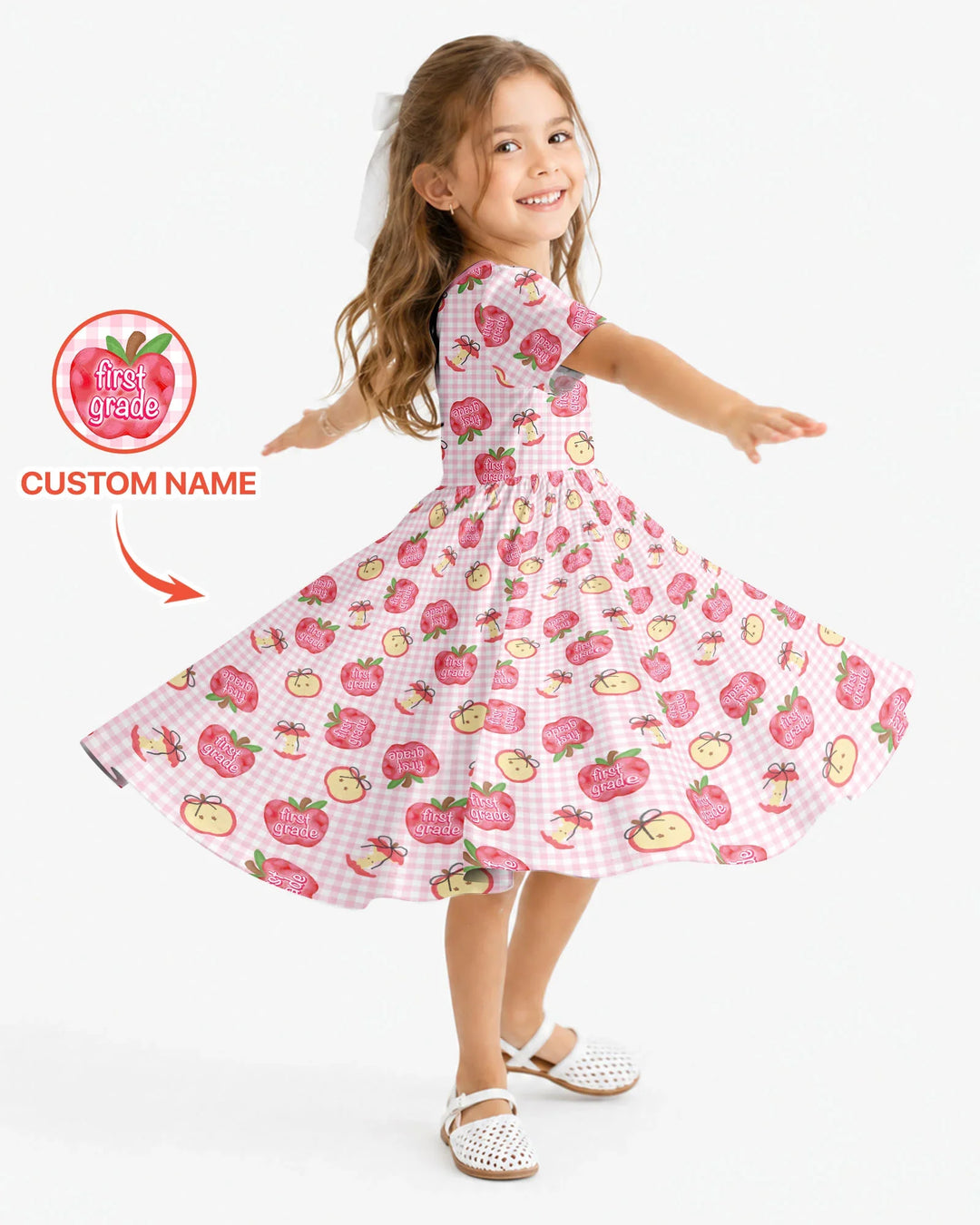 Custom School Grade Apple Days Bamboo Twirl Dress