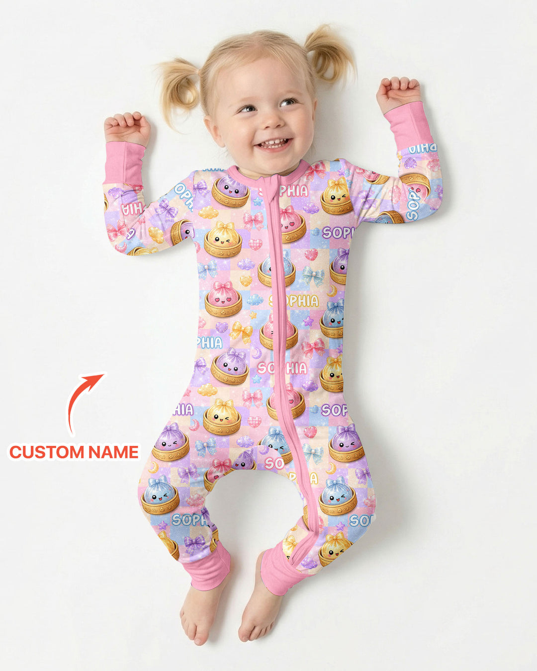 Custom Name Coquette Glitter Dumpling Bamboo Convertible Zippy