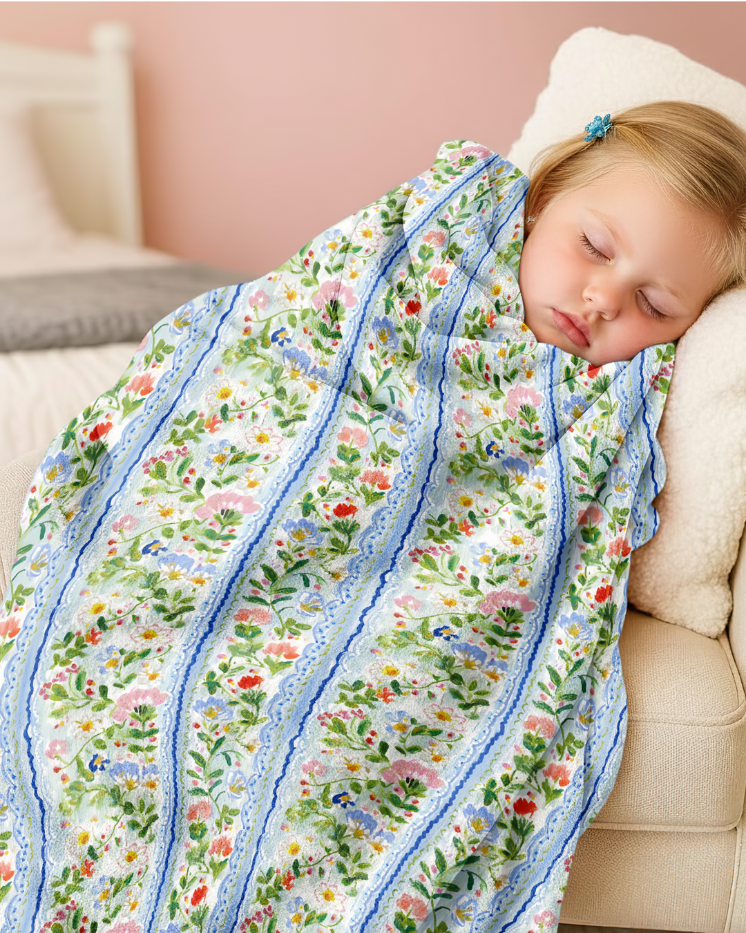 Paste Floral Girl Bamboo Blanket