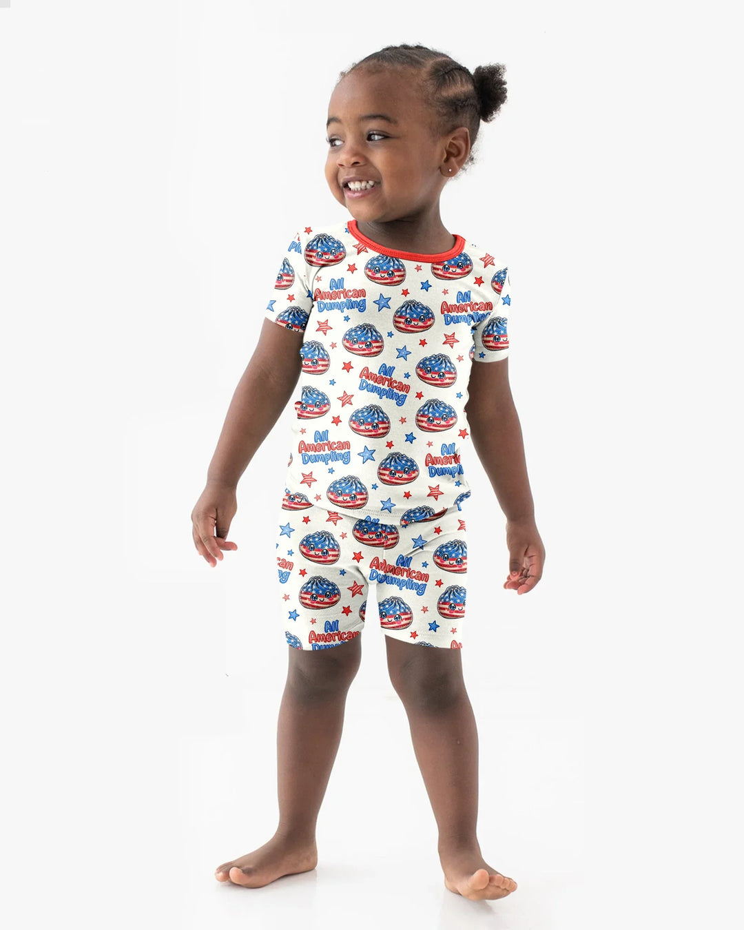 All American Dumpling Bamboo Two Piece Short Sleeve Shorts Pajama Set