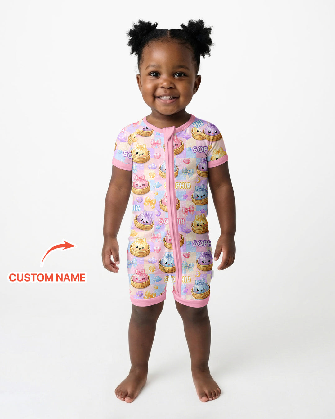 Custom Name Coquette Glitter Dumpling Bamboo Shorty Zippy
