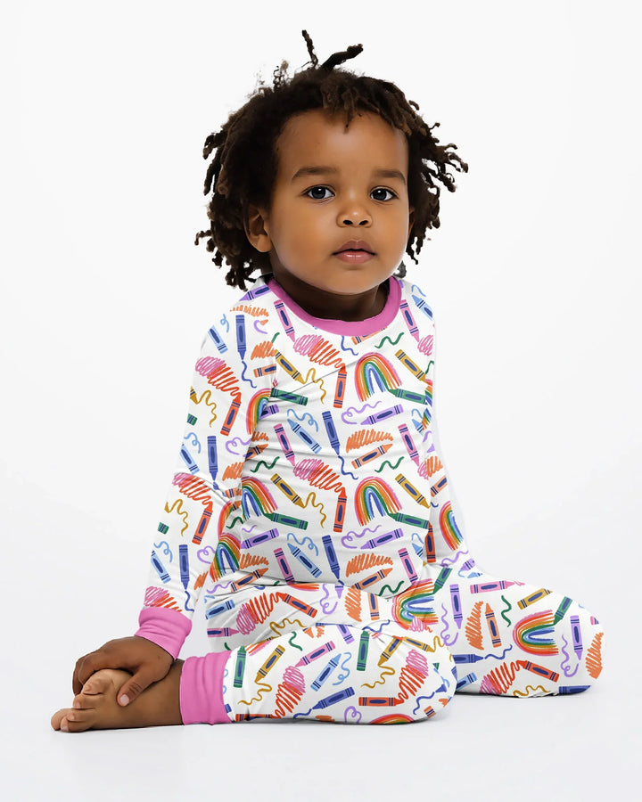 Crayon Chaos Bamboo Two Piece Long Sleeve Pajama Set