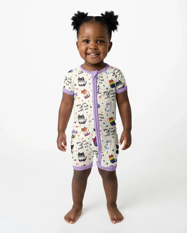 Loved & Safe Kitties Family Matching Bamboo Shorty Zippy