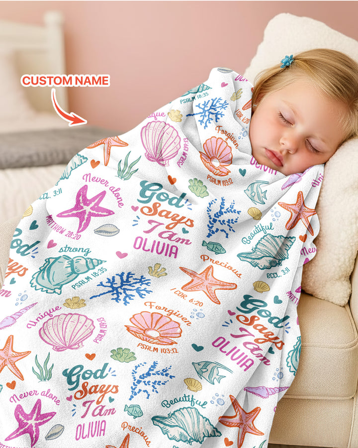 Coastal God Says I Am Custom Name Bamboo Blanket
