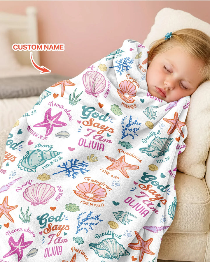 Coastal God Says I Am Custom Name Bamboo Blanket
