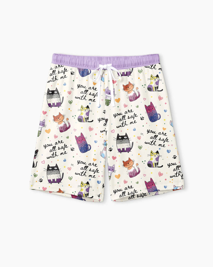 Loved & Safe Kitties Family Matching Bamboo Men Short Sleeve Short Pajama Set