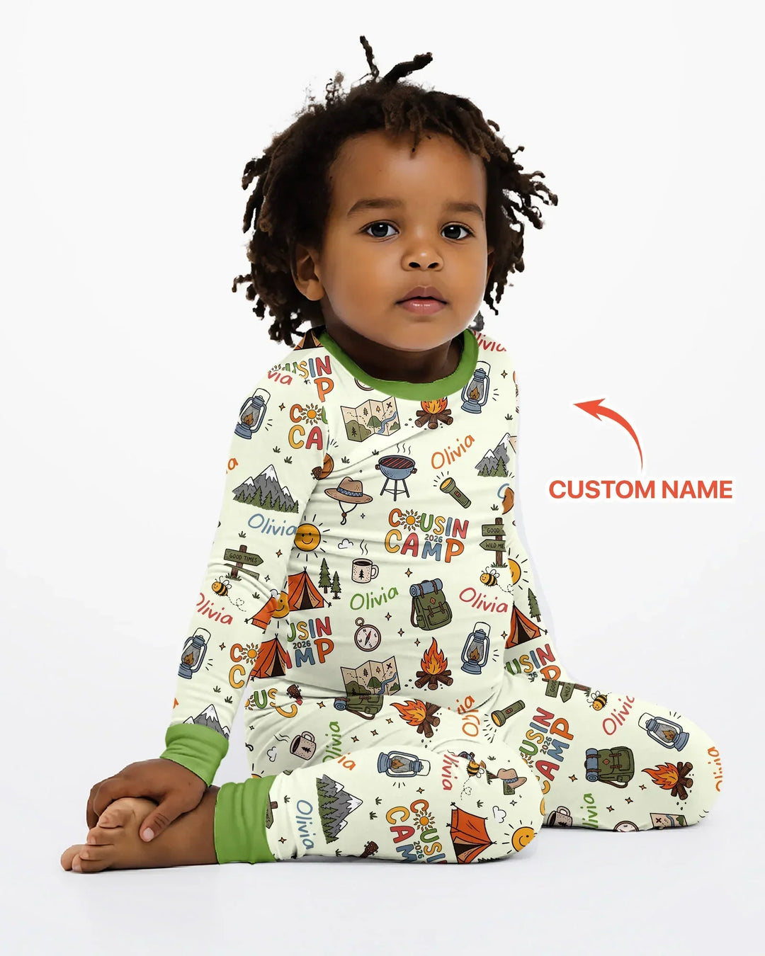 Custom Name Cousin Camp 2026 Bamboo Two Piece Long Sleeve Pajama Set